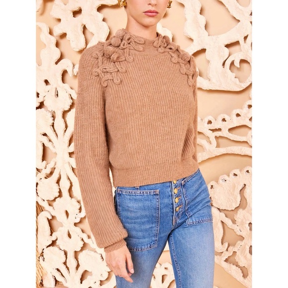 NWOT Ulla Johnson Alpaca-Blend Embroidered Long-Sleeve Reina Pullover Sweater - Picture 3 of 6